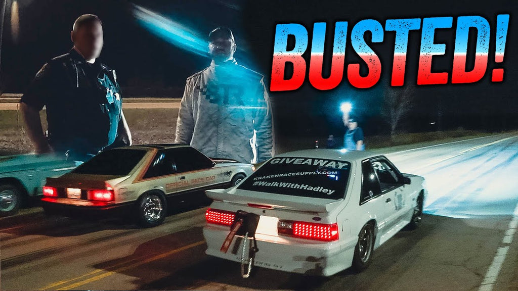 BUSTED Racing our Stick Shift Mustangs - COP WAS PISSED. (SRC vs. KrakenRacing)